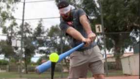 BLINDFOLD BLITZBALL WIFFLE BALL HOME RUN DERBY! IRL BASEBALL CHALLENGE