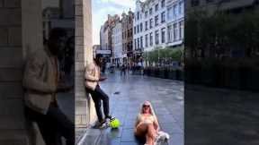 Football pass prank with girl 😂😂😂 #shorts #funny