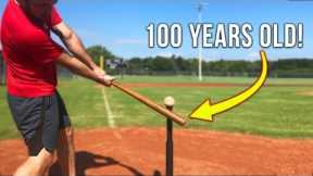 100 YEAR OLD BASEBALL BAT HOME RUN CHALLENGE! IRL Baseball Challenge