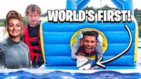 Hilarious Rugby WIPEOUT hits hard! | TV Stars v Rugby Pro