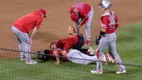 First Baseman Hits Pitcher In Back Of Head with Ball