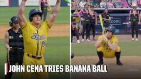 John Cena makes his first at-bat for Savannah Bananas 🤣 | ESPN
