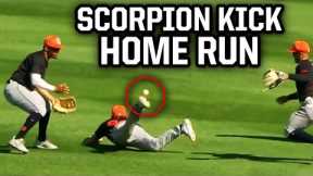 Shortstop scorpion kicks the ball for a home run, a breakdown