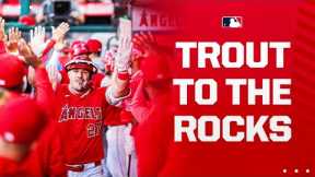 Mike Trout sends one TO THE ROCKS!!!