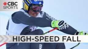 French Skier Crashes, Breaks Legs in World Cup Downhill | WARNING: Graphic content | CBC Sports