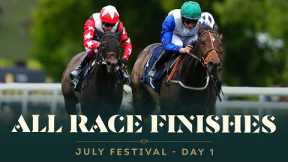 All race finishes from day 1 of the July Festival at Newmarket racecourse