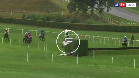 BIZARRE moment as horses swerve car during race!