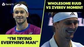 Casper Ruud Hilarious Reaction To Losing Amazing Point vs Zverev 😂 | Nitto ATP Finals 2024