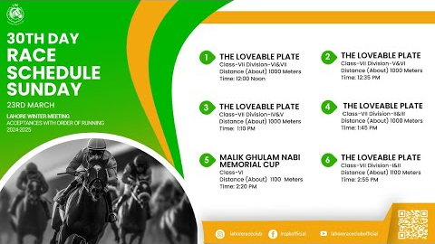 LRC Live  - 30th Day Lahore Winter Meeting 2024-2025 | March 23, 2025 #horse #race #horserace