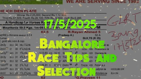 Bangalore Race Tips and Selection || The International Labour Day Trophy 🏆
