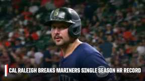 Cal Raleigh breaks Mariners record for most home runs in a season with his 57th homer 🙌 | ESPN MLB