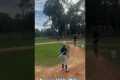 5 year old almost hits home run.