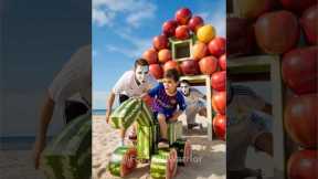 Ronaldo and his Son Scares Messi’s Son and Steal his Cow Excavator