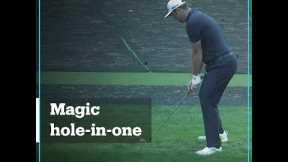 Jon Rahm skips ball across pond in magic hole-in-one