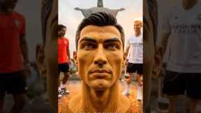 CR7 vs Messi, Neymar & Mbappe wood sculpture 😱 #shorts