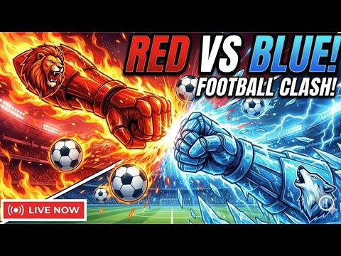 RED vs BLUE: Epic Football  / Soccer Solo Luck Battle 🔥❄️ LIVE NOW