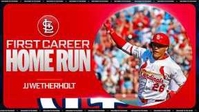 JJ Wetherholt hits his FIRST CAREER HOME RUN on Opening Day for the Cardinals! 🤩