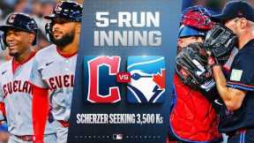 FULL INNING: Guardians score 5 runs with Max Scherzer 1 strikeout away from 3,500 | MLB Highlights