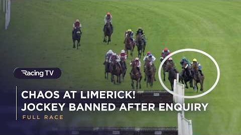 Dramatic incident and stewards enquiry sees jockey banned for 21 days at Limerick | Full Race