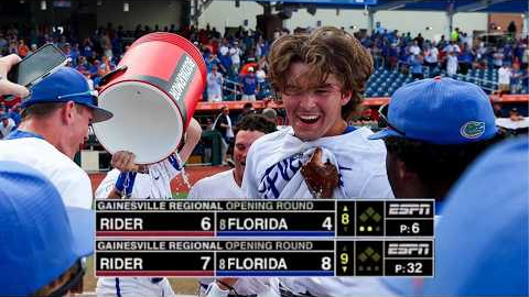 Florida survives Rider with walk-off homer in NCAA baseball regional opener