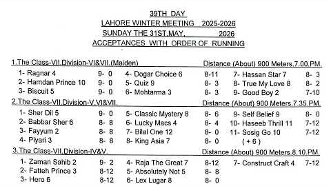 LRC Live - 39th Day Lahore Winter Meeting 2025-2026 | 31 May, 2026 #horse #race #horserace